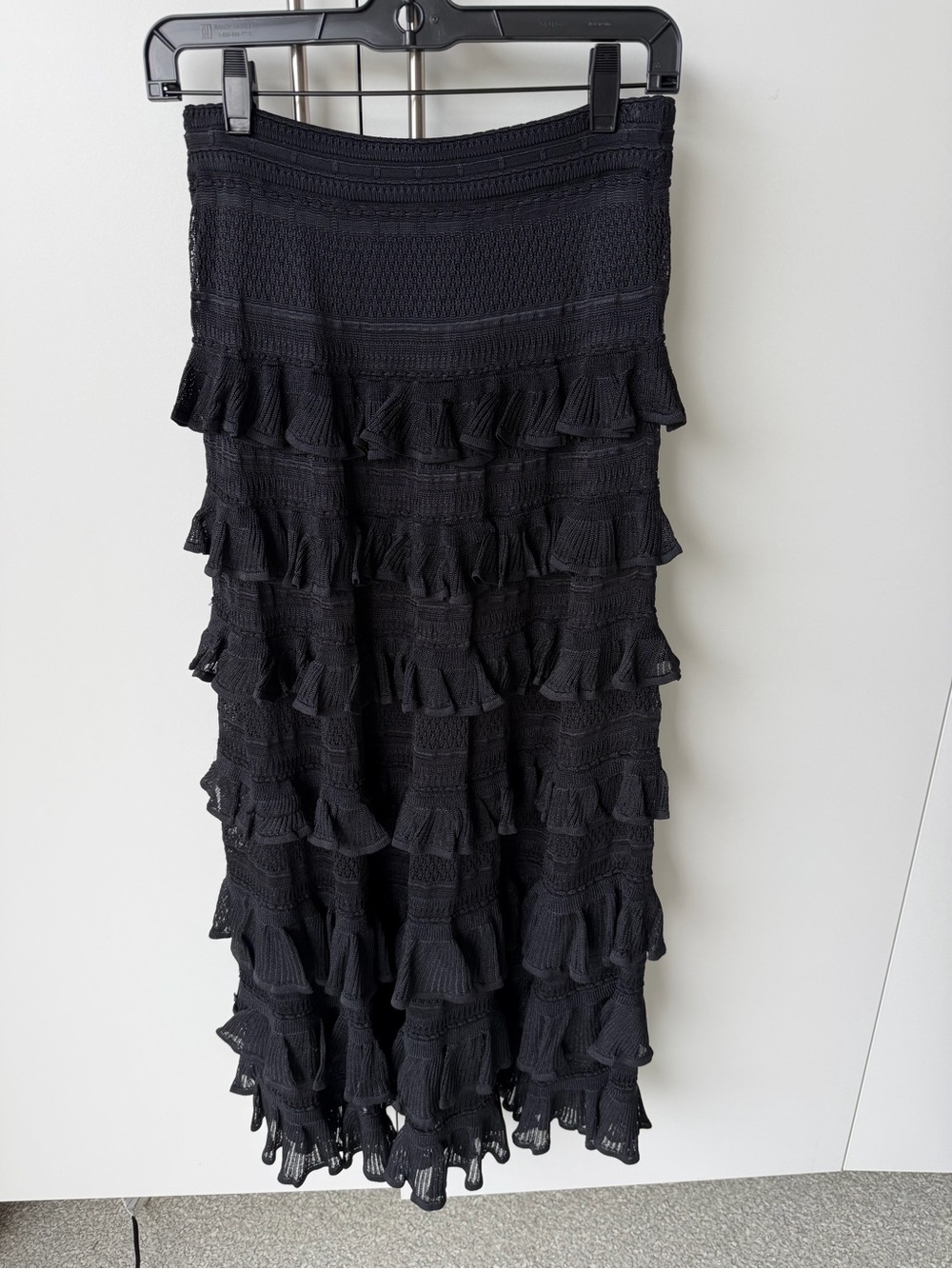 Zimmermann knit VALIANT FRILL skirt in black, worn 1x